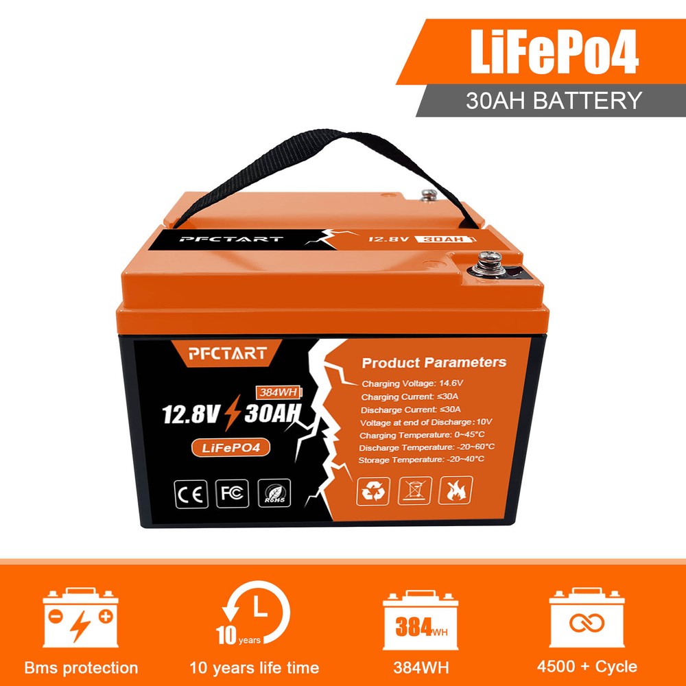 30Ah LiFePO4 Lithium Battery with 4500+ Cycles for Golf Carts RVs Boats Solar Systems