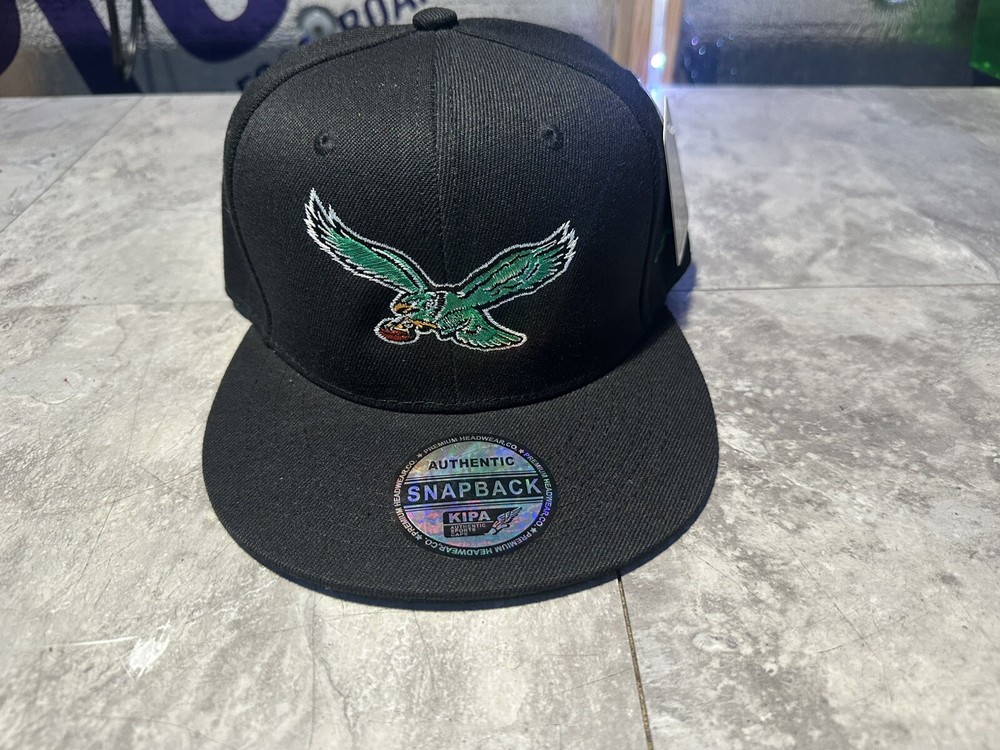NWT Kipa Premium Black Throwback Philadelphia Eagles SnapBack Hat. Cap, Lid.