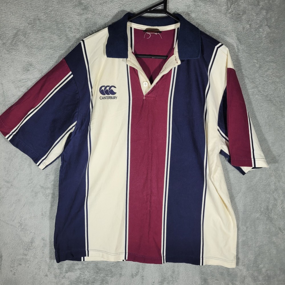 Canterbury Men's Multicoloured Striped Collared Button Up Polo Shirt Size XXL