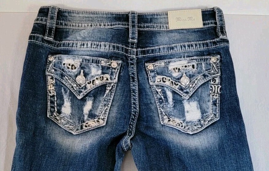 Miss Me LA Jeans Womens 28 Bootcut Mid Rise Embellished Pockets Comfort Stretch