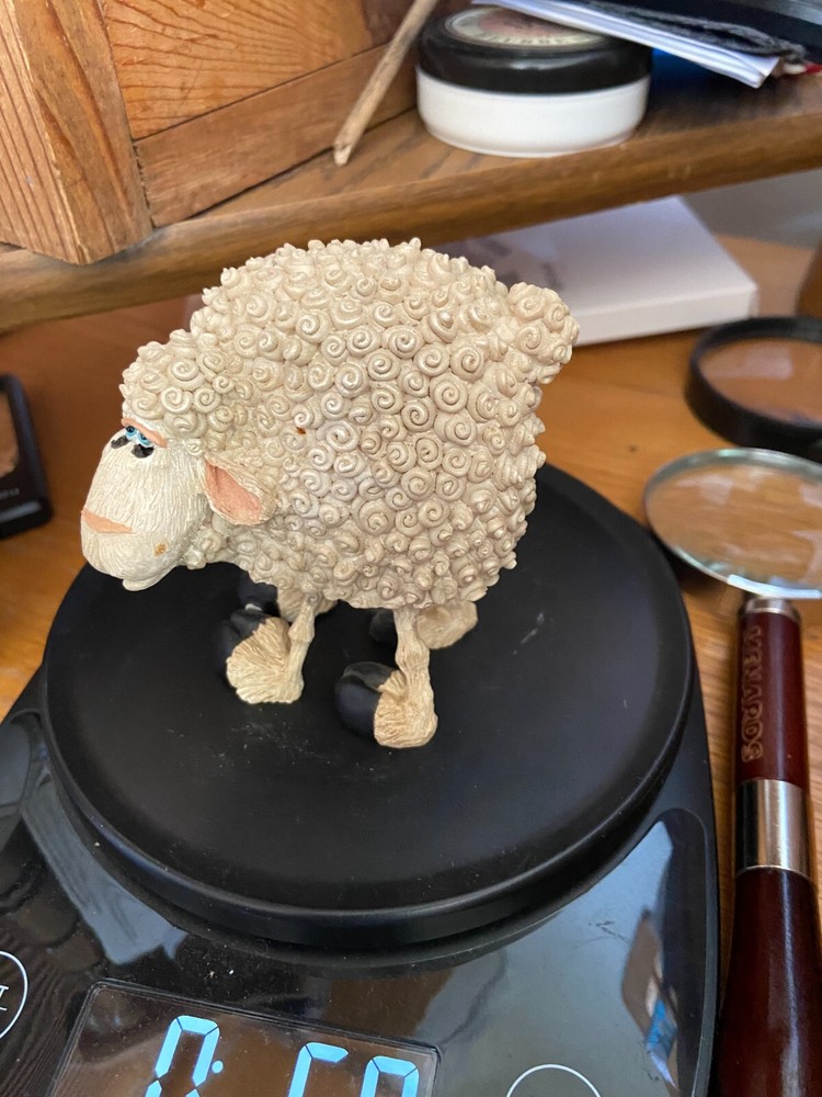 VINTAGE BOBBLE HEAD SHEEP BY DOUGLAS HAIRED RESIN
