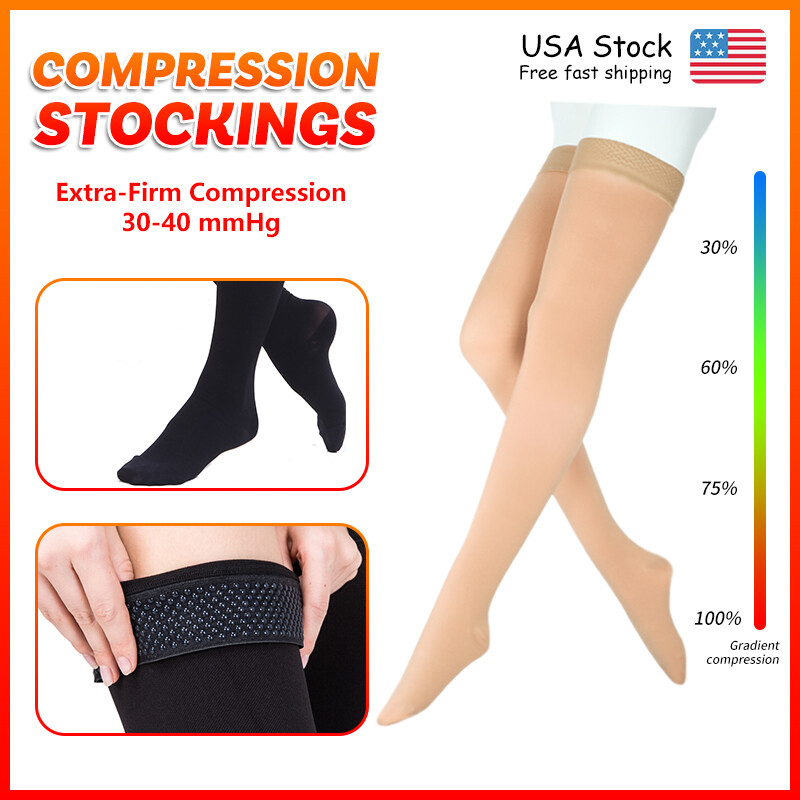 Thigh High 30-40 mmHg Compression Stockings Medical Varicose Vein Relief Edema