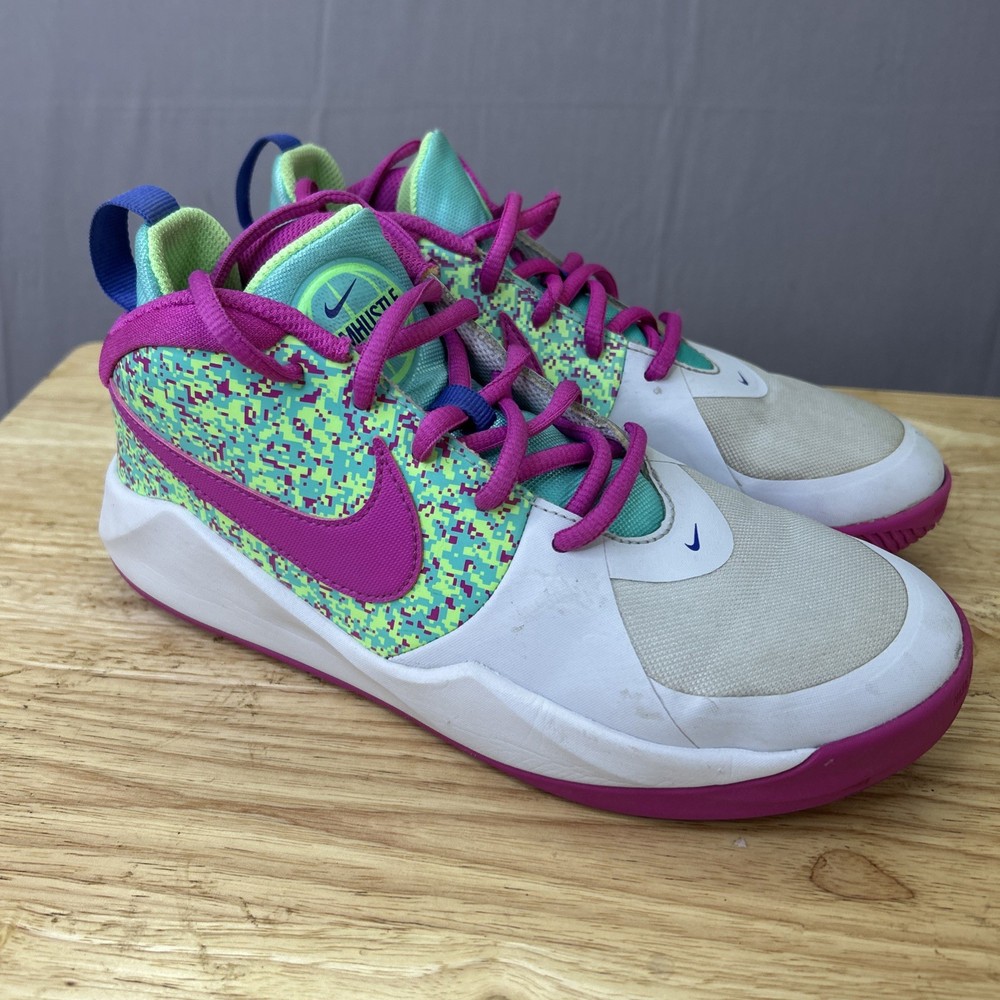 Nike Girls Team Hustle D 9 DIGI DC1993-001 White Basketball Shoes Sneakers Sz 5Y