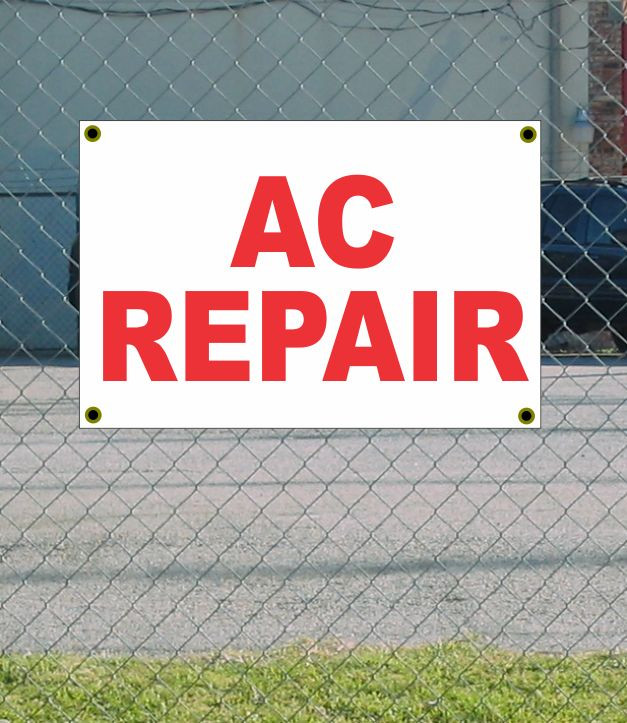 2x3 Feet Durable AC Repair Banner Sign – Vibrant Red & White Design – Brand New for Professional Use