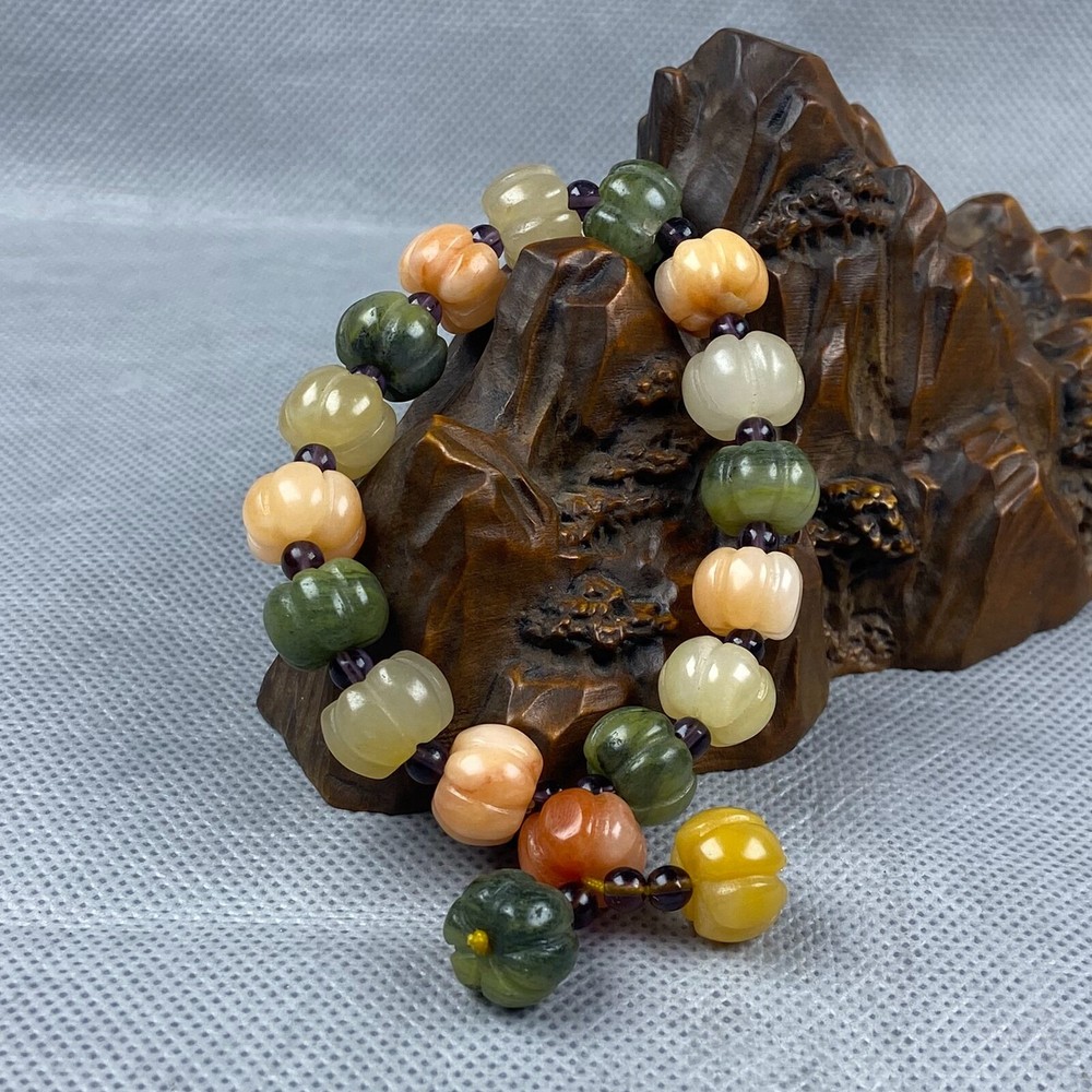 13mm HandCarved Natural Jade Chinese Statue Bracelet Wholesale