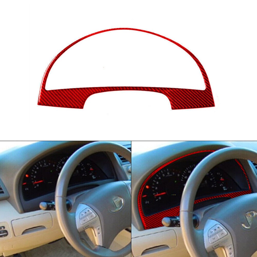 Red Carbon Fiber Speedmeter Panel Cover Trim Sticker For Toyota Camry 2007-2011