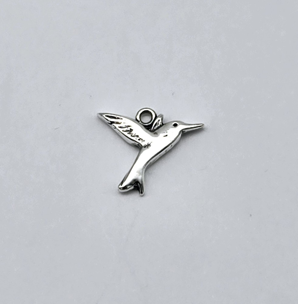 Vintage Sterling Silver Hummingbird Drop Petite Charm or Pendant - 1.3g