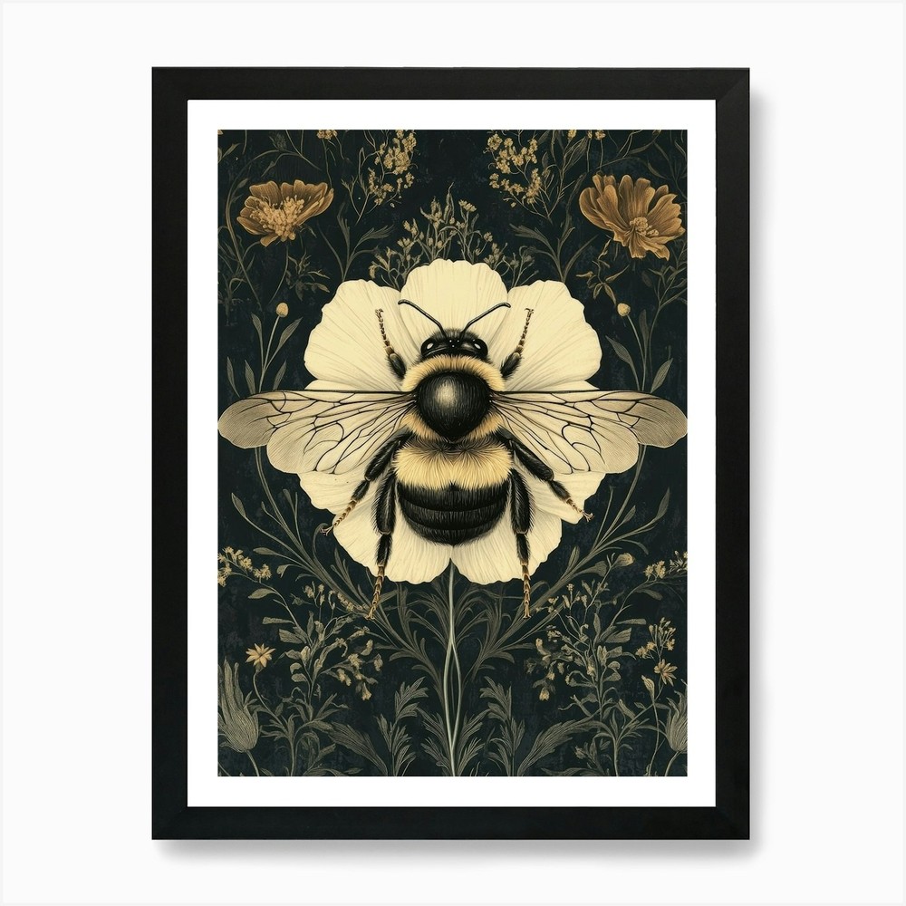 Bee On A Flower 2 Art Print Framed Wall Art Poster Canvas Print Picture