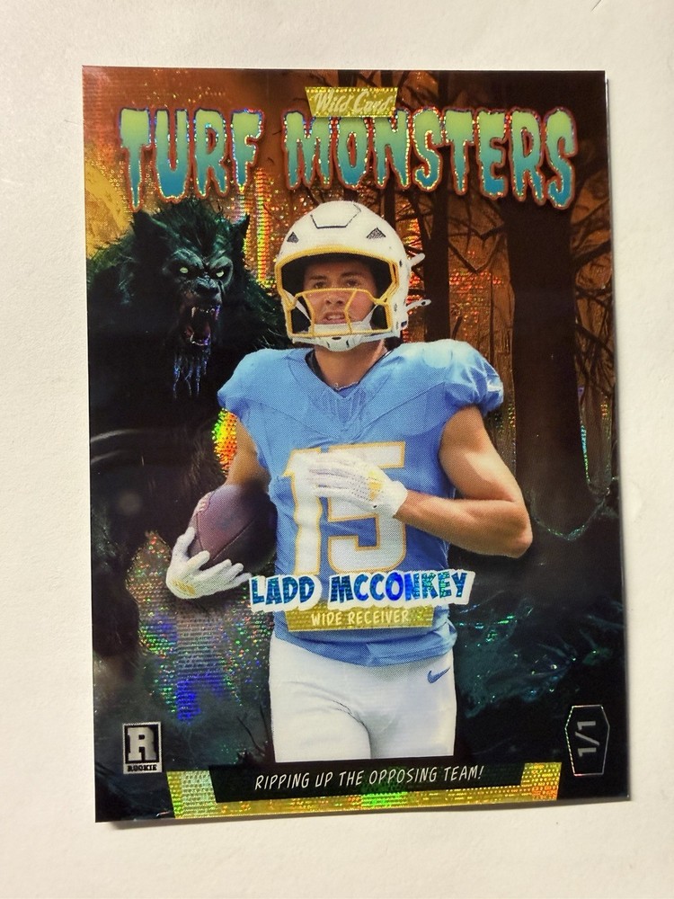 🔥 1/1 LADD MCCONKEY ROOKIE WEREWOLF TURF MONSTERS 2024 WILD CARD ONE OF ONE