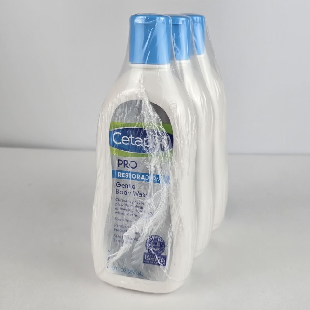 3pack -Cetaphil PRO Restoraderm Gentle Body Wash 10oz. Sensitive & Dry Skin Care