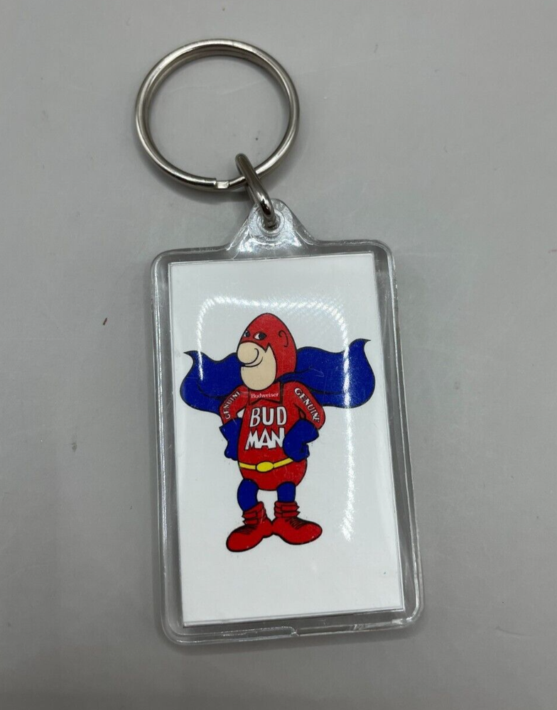1987 Anheuser-Busch, Inc. Bud Man Plastic Acrylic Key Chain Keychain- 2