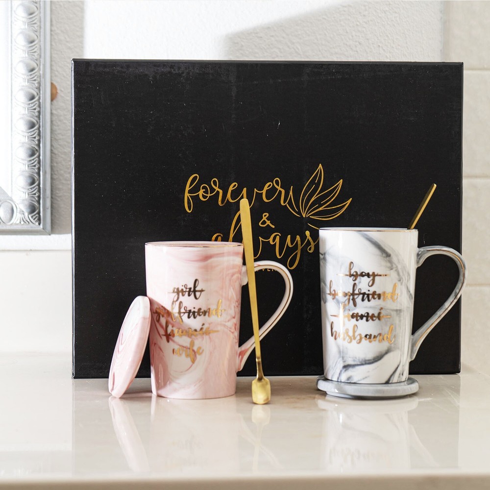 Romantic Couple Coffee Mugs for Wedding and Anniversary Gifts