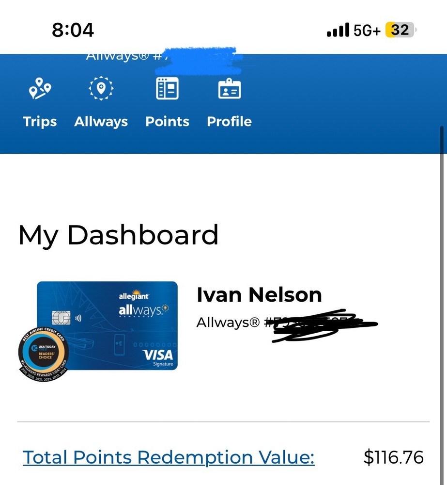 Allegiant Airlines Voucher Points 11,676-image