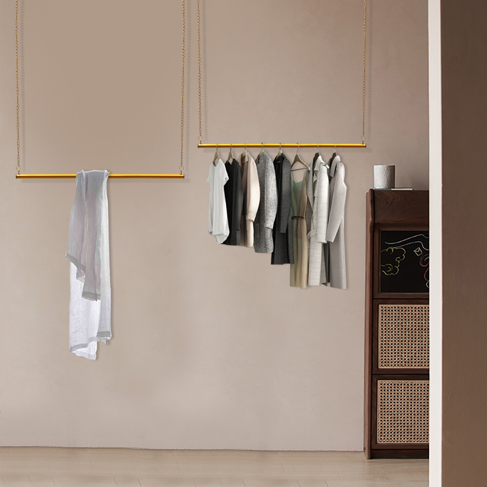 2pcs Clothing Hanging Rack Adjustable Chain Garment Rack Clothes Display Retail