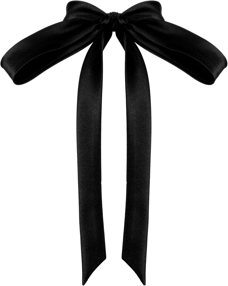 Satin Ribbon Bow Tie for Women and Men in Classic Black
