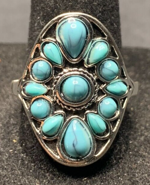 Vintage Antique Silver Tone Southwestern Ring - Size 9