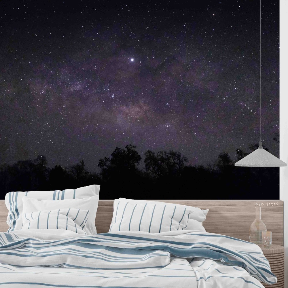 3D Forest Starry Sky Night Scene Wall Murals Wallpaper Murals Wall Sticker