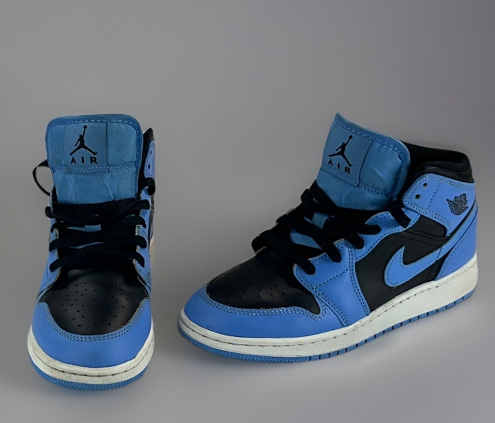 Nike Air Jordan 1 Mid University Blue Black DQ8423-401 Youth Size 5Y(NO INSOLES