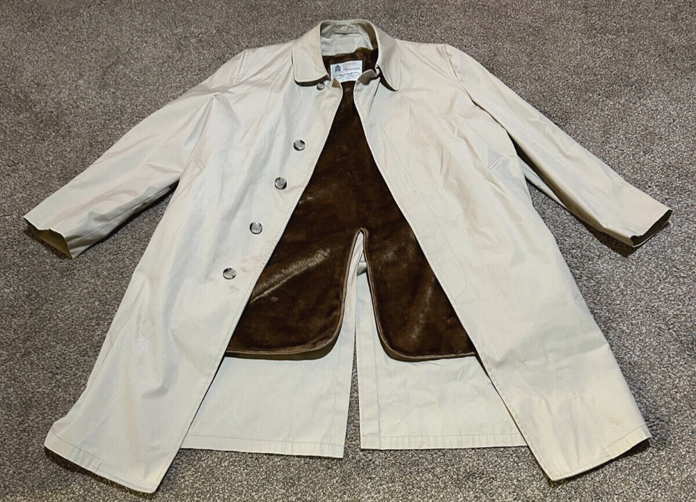 London Fog Men’s Winter Trench Coat with Zip-Out Liner Size 42 Long