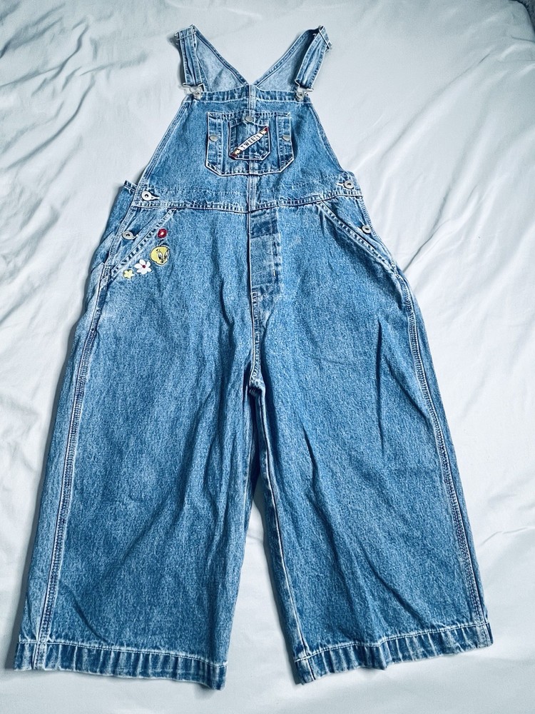 Vintage Warner Bros Looney Tunes Tweety Bird Crop Overalls. Size Medium