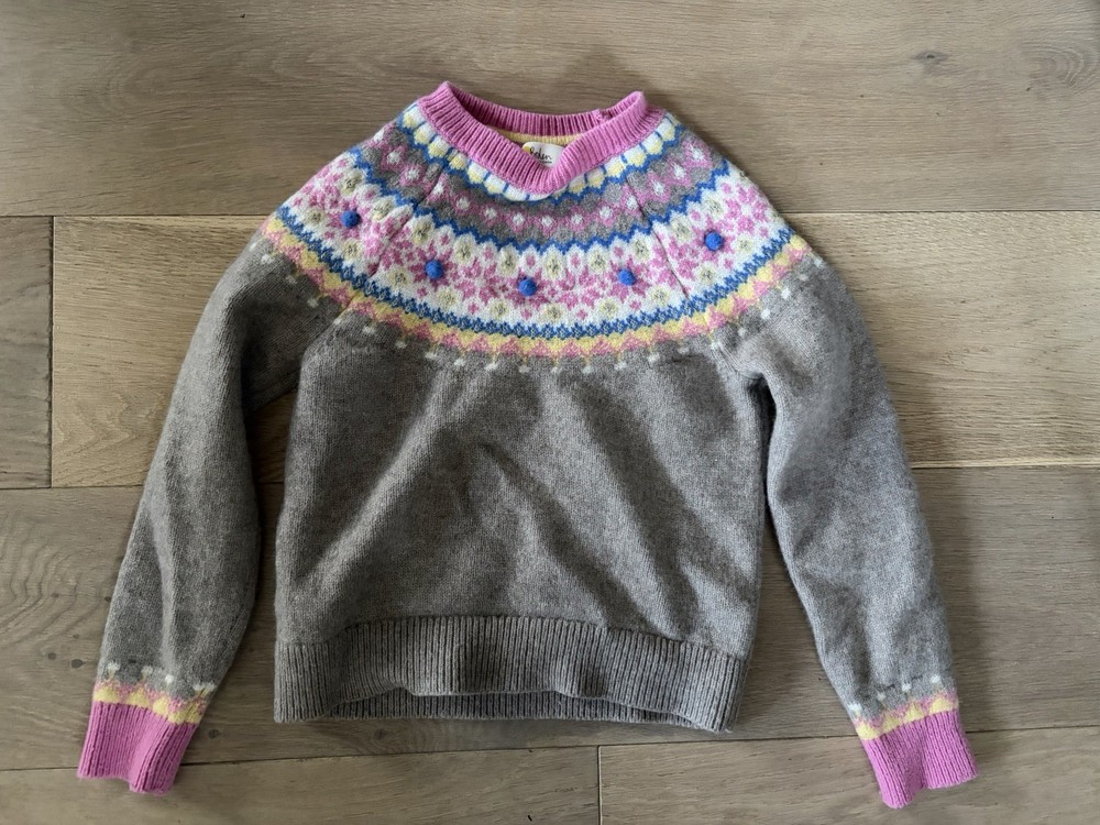 Mini Boden fair isle wool blend sweater - size 8-9