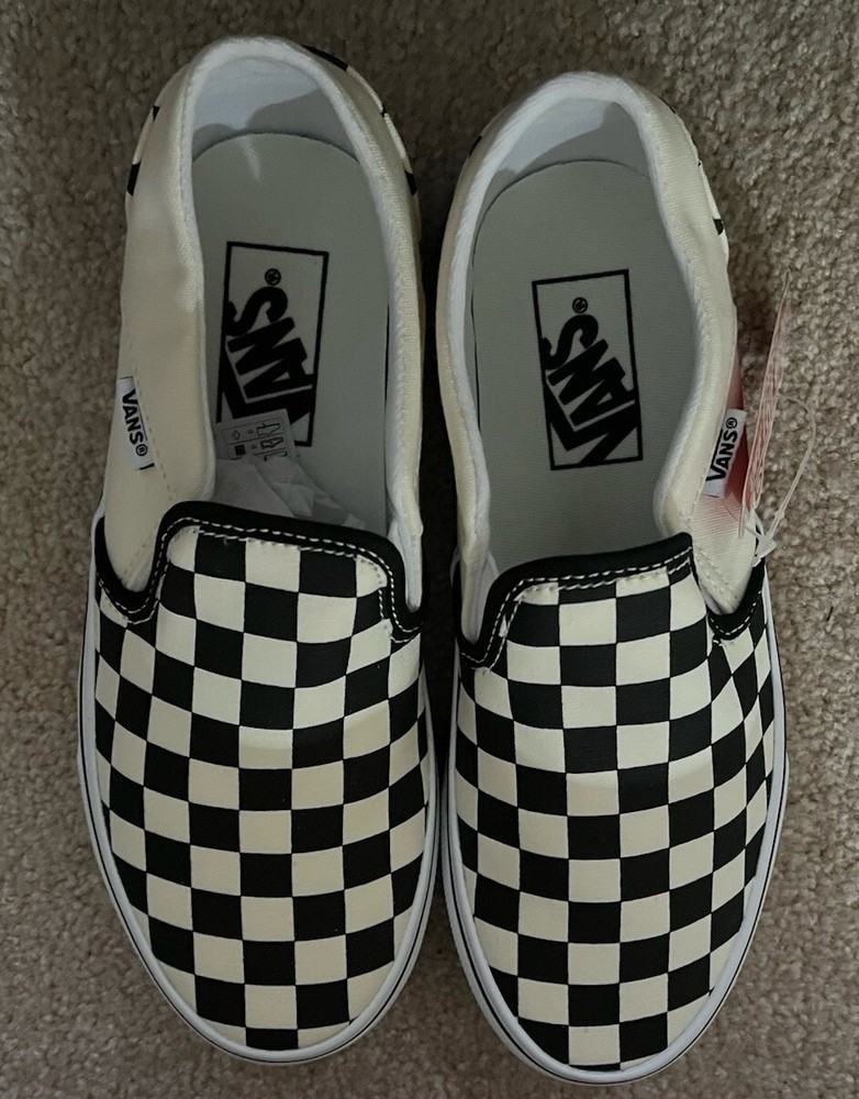 Vans Asher VN000VOSAPK Womens Black/White Checkboard Skate Shoes Size US 6 New!