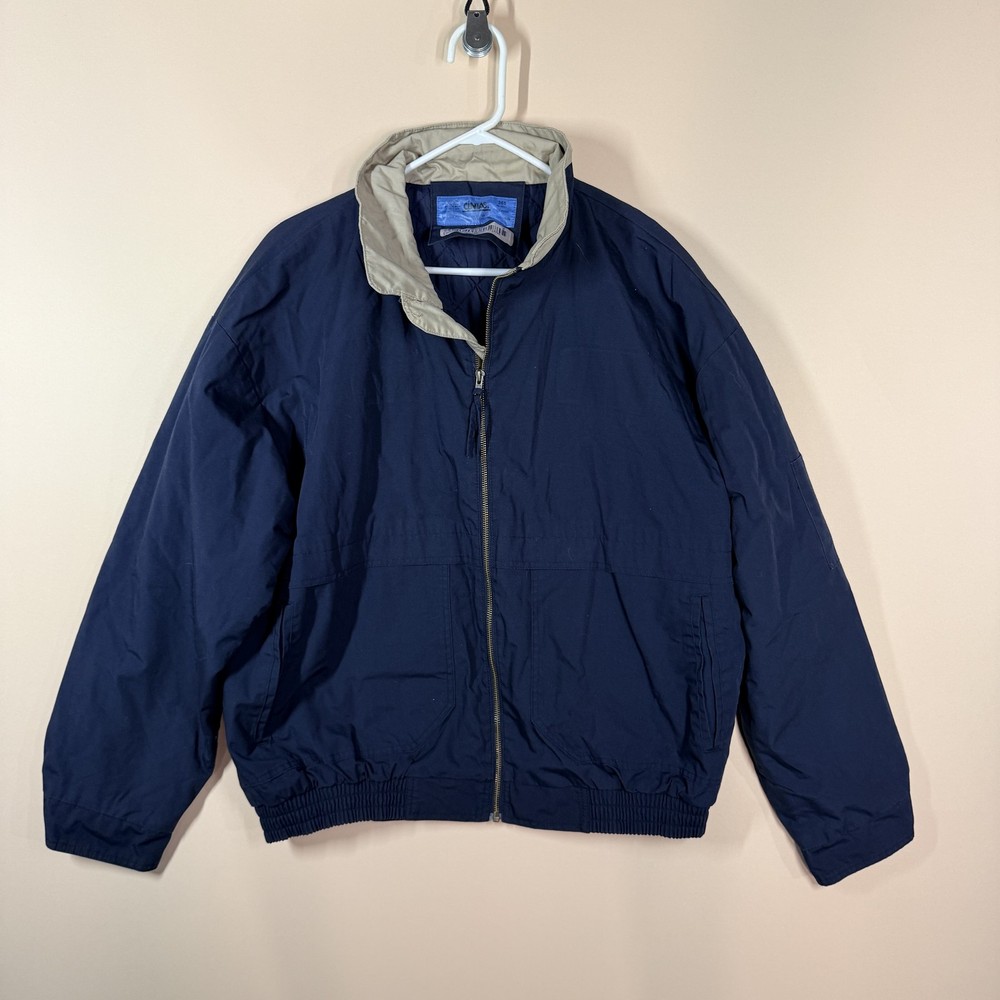 Vintage Cintas Insulated Full Zip Workwear Jacket Navy Blue Men's Size XL VTG