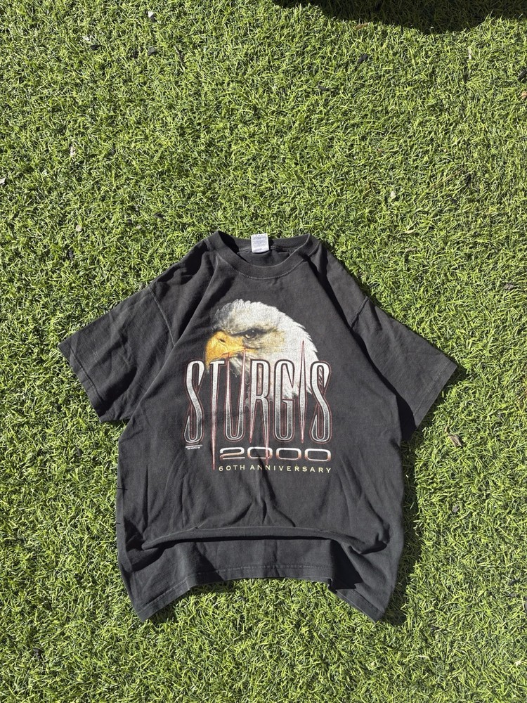Vintage 2000 Sturgis 60th Anniversary Eagle Motorcycle Rally T-Shirt Black L