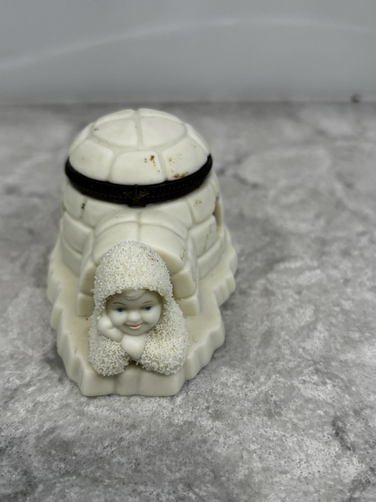 Dept 56 SnowBabies Home Sweet Home Igloo Trinket Box Bisque Figurine with Hinged Lid
