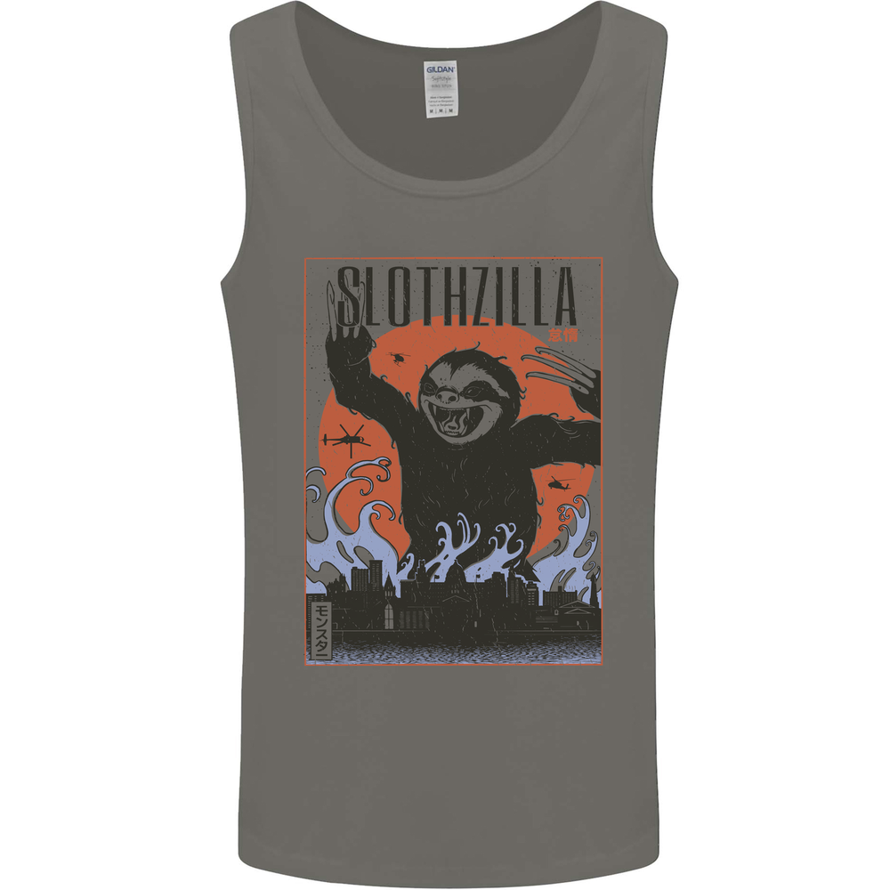 Slothzilla Funny Sloth Parody Mens Vest Tank Top