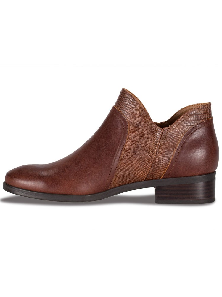 BARETRAPS Womens Brown Side Gore Stacked Heel Zip-Up Leather Booties 5.5
