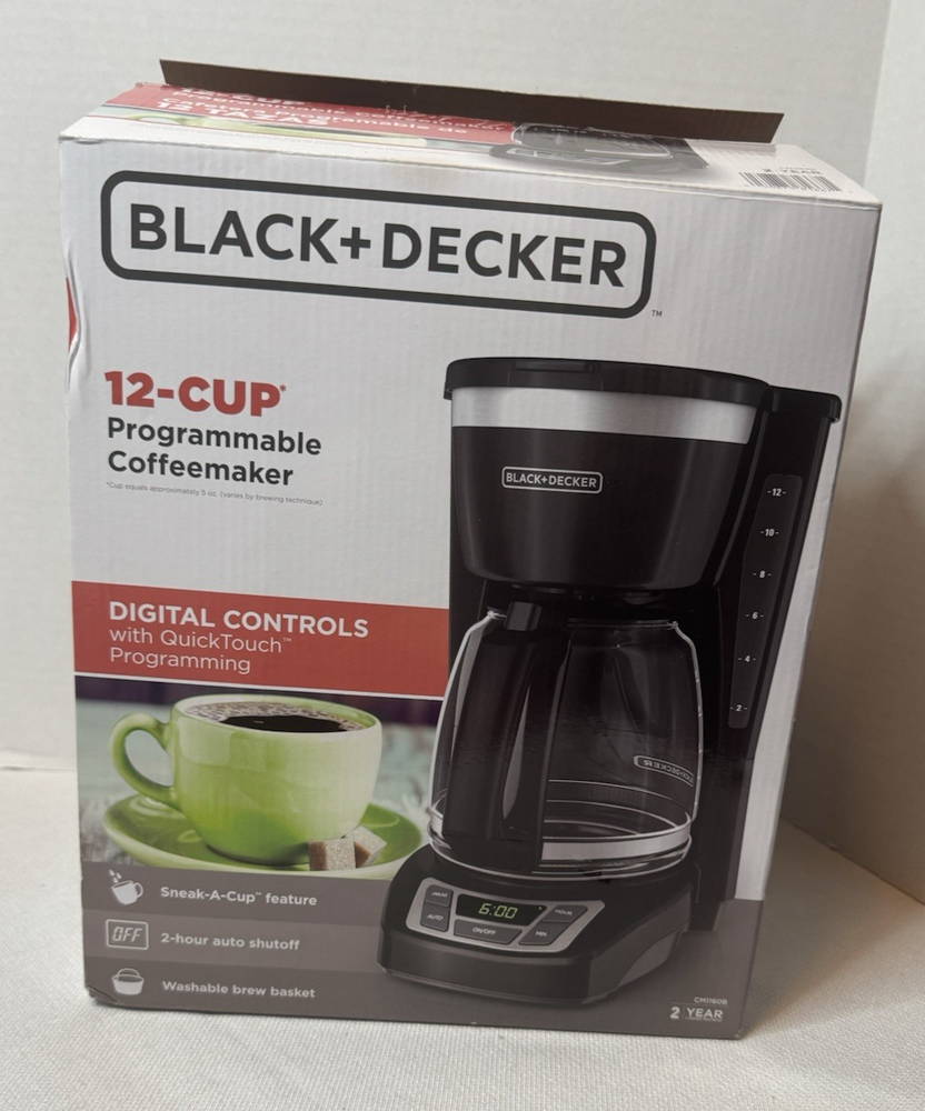 Black + Decker 12 Cup Programmable Coffeemaker w/Digital Controls CM1160B New
