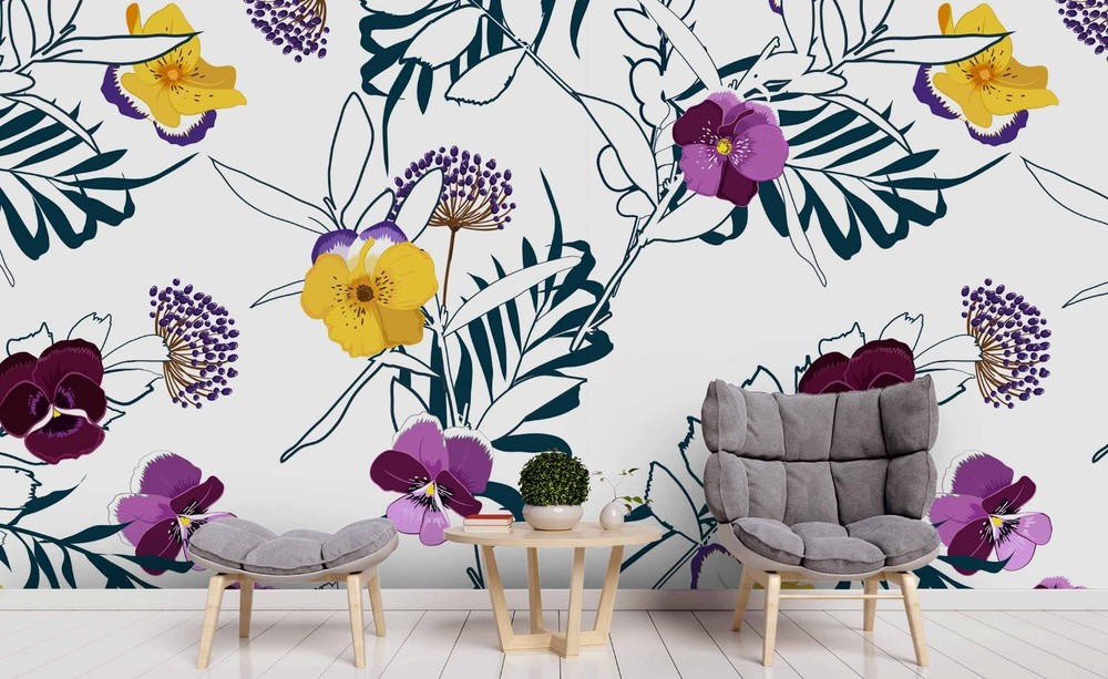 3D Flowers Plantation Pattern Wall Murals Wallpaper Murals Wall Sticker