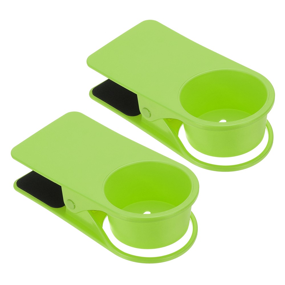 Clamp on Table Bottle Clip Couch Holder for Desk Chairs Mug, Green, 2 Pcs
