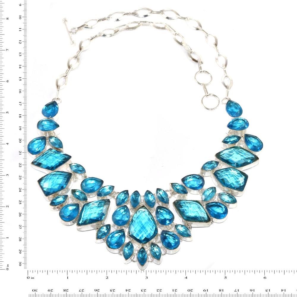 Swiss Blue Quartz Friendship Necklace 16-18 Inch Gemstone Jewelry