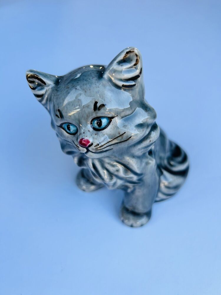 Goldammer Ceramics Vintage Grey Cat with Speckled Glaze
