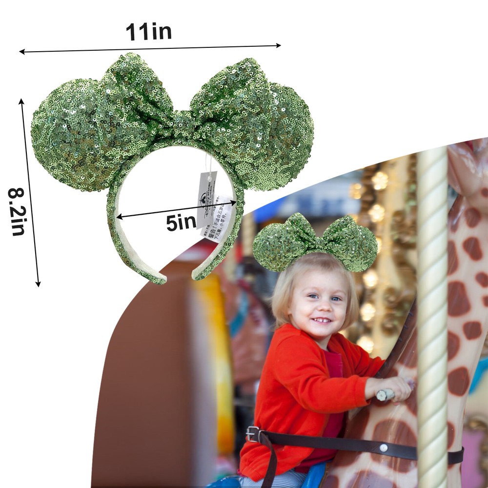 Disney-Parks  Peppermint Candy Cane Ears Christmas green Headband Sequins cute