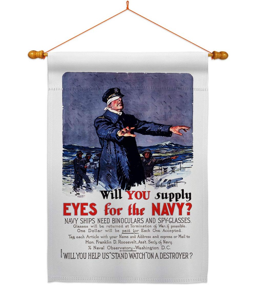 Will You Supply Eyes House Flag Dowel Set Armed Forces Navy USN Seabee United...