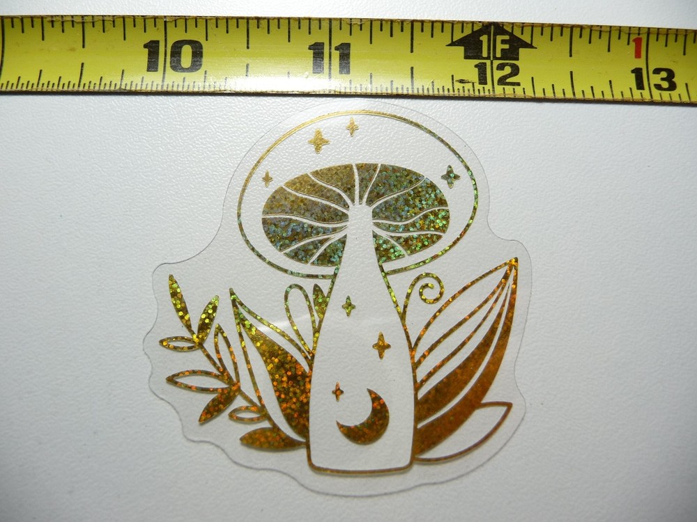 Holographic Mushroom Moon Sticker Decal Shiny Reflective Adhesive