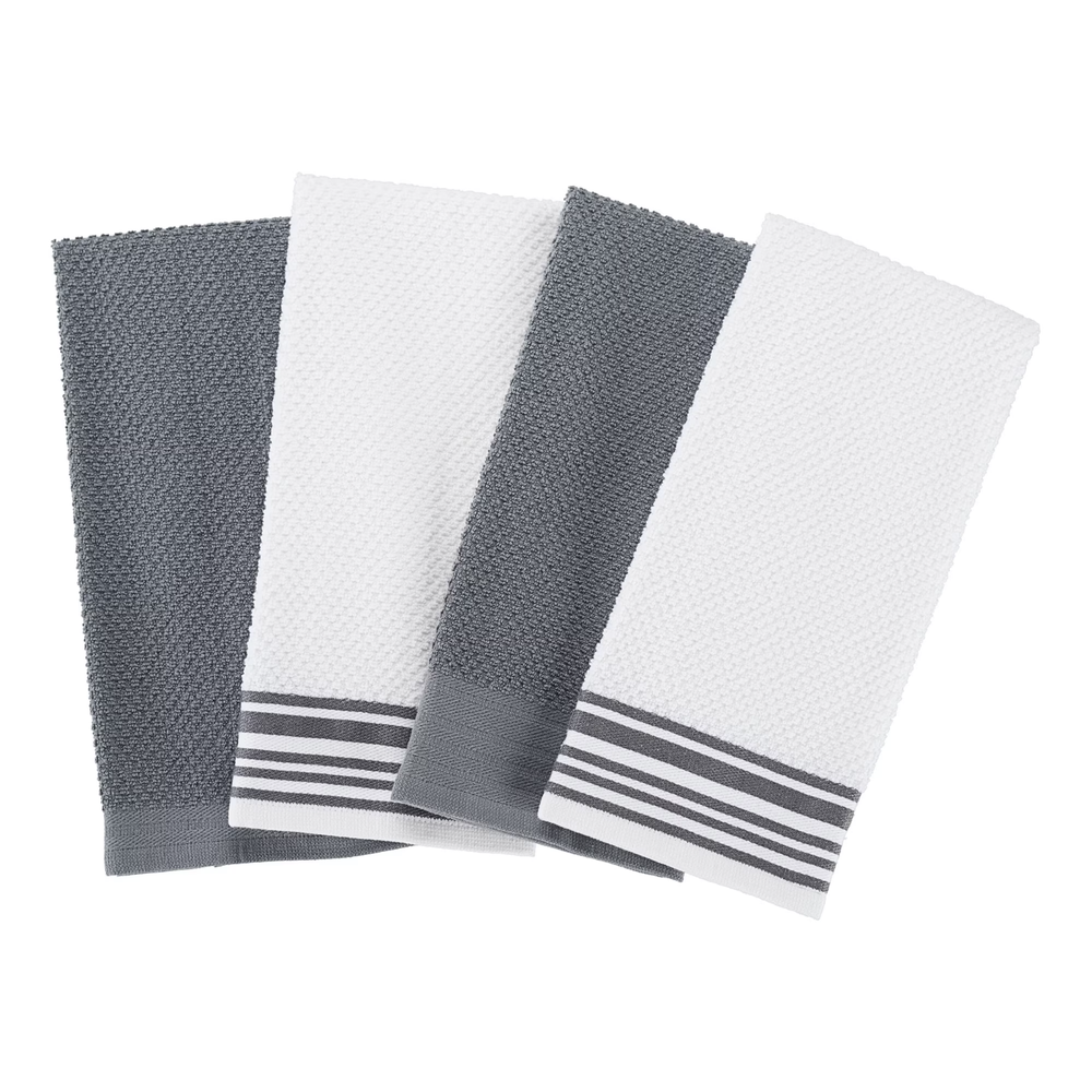 Towel 4-Pack 16”x26” Woven Kitchen Towel Set, Grey