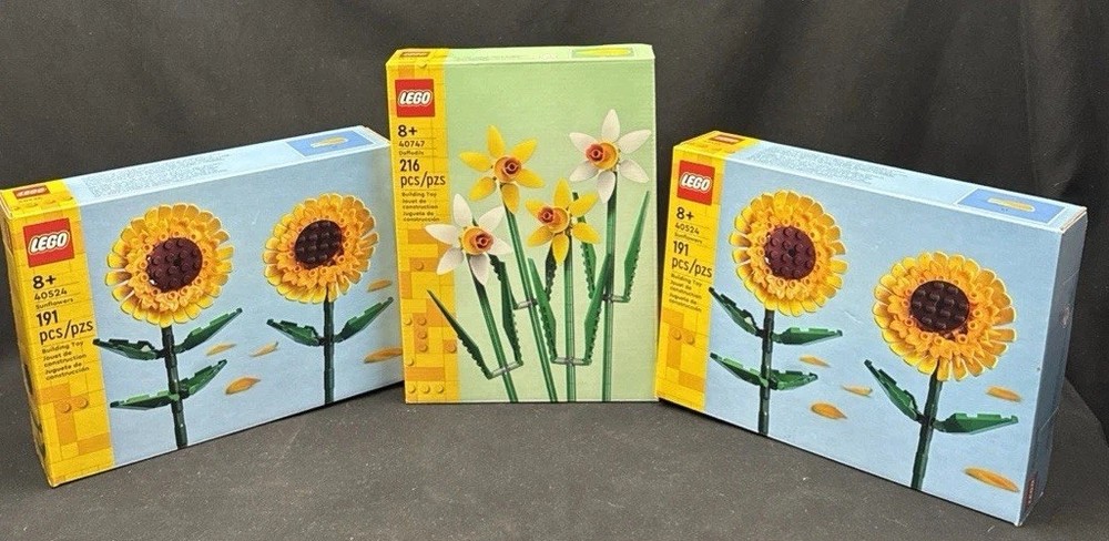 Lego Spring Bouquet Lot #40524 Tulips #40747 Sunflowers NIB