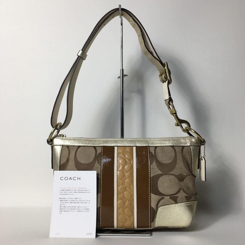 Coach Signature Canvas Shoulder Bag in Beige Authentic G06202904