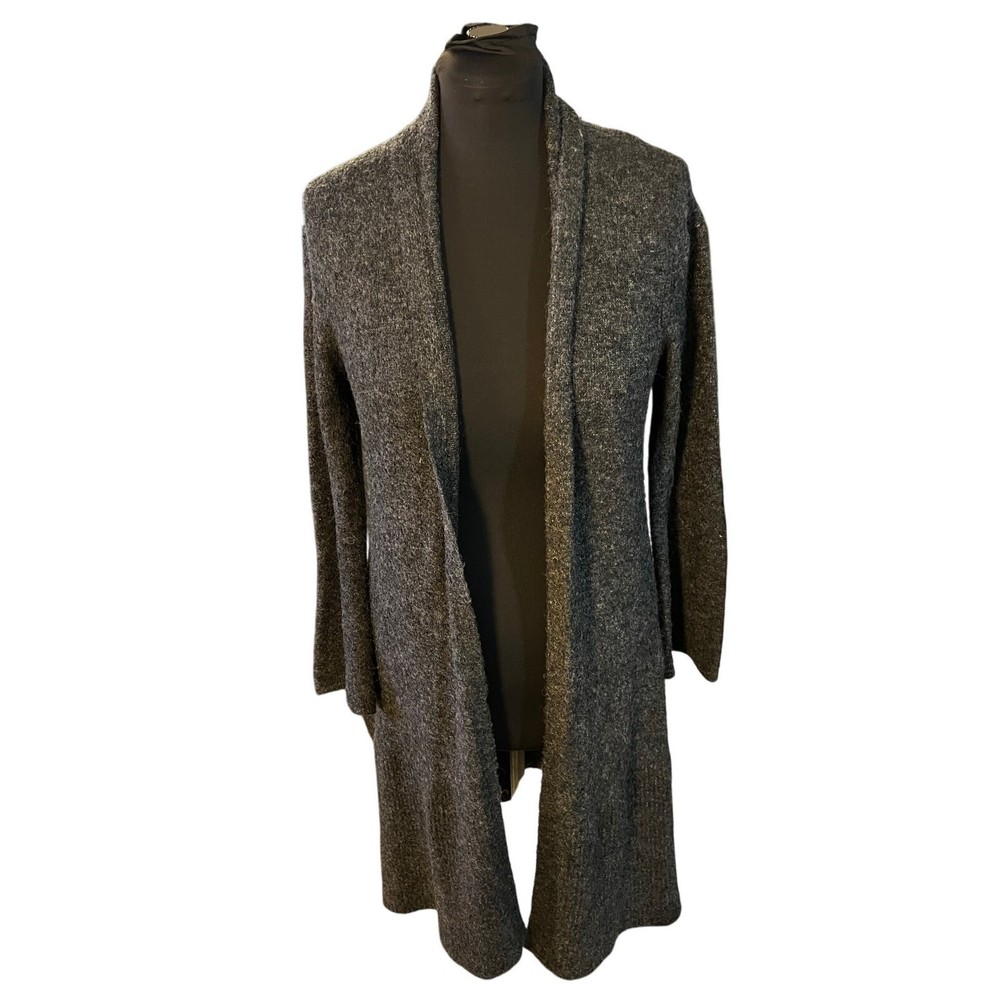 Love Stitch Dark Gray Wool Blend Long Line Open Front Cardigan Size M