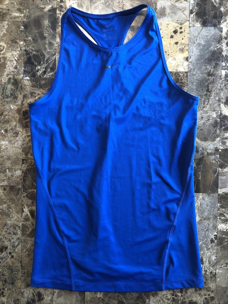 Nike Dri Fit Blue Racerback Activewear Tank Size Small Swoosh