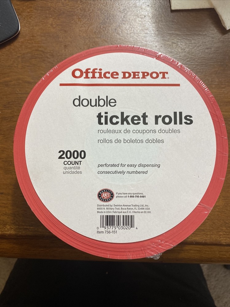 * Office Depot Double Coupon Ticket Rolls Raffle Tickets 2000 Tickets Per Roll-image