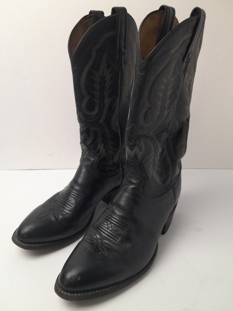 VINTAGE TONY LAMA COWBOY BOOTS BLACK SIZE 8EE STYLE 2914 AWESOME LOOK