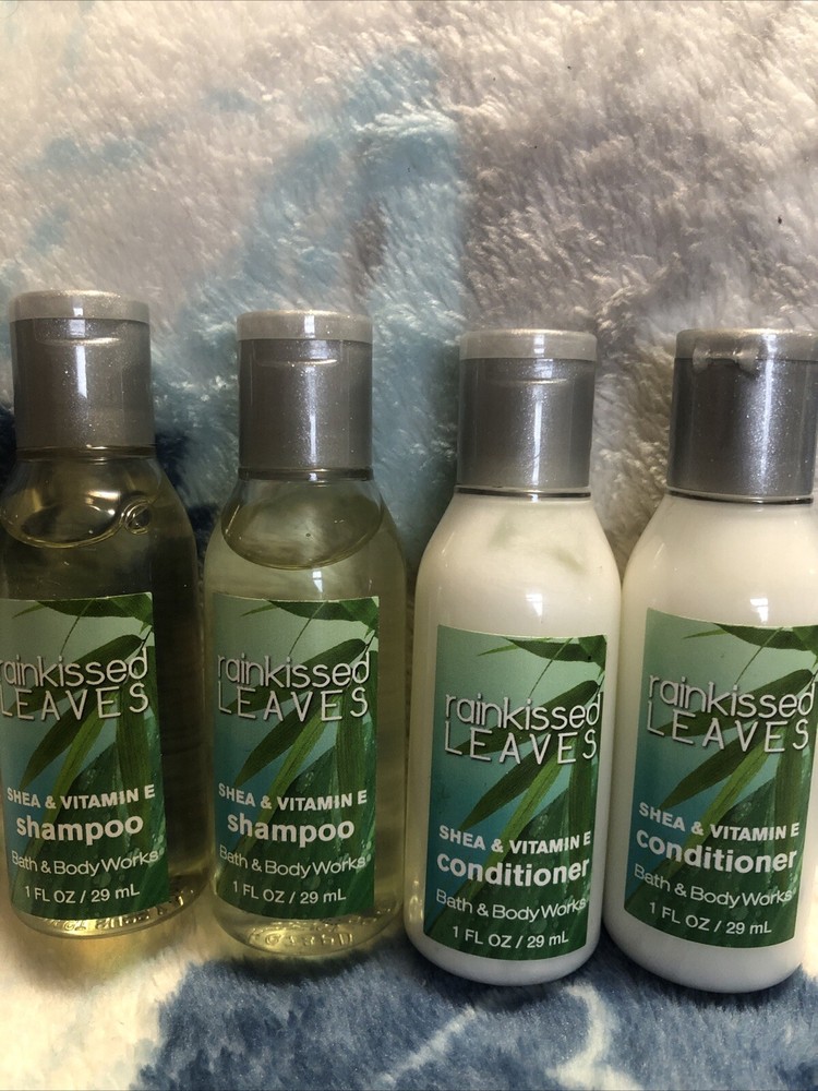 Bath & Body Works Rainkissed Leaves Travel Shampoo & Conditioner Set of 4