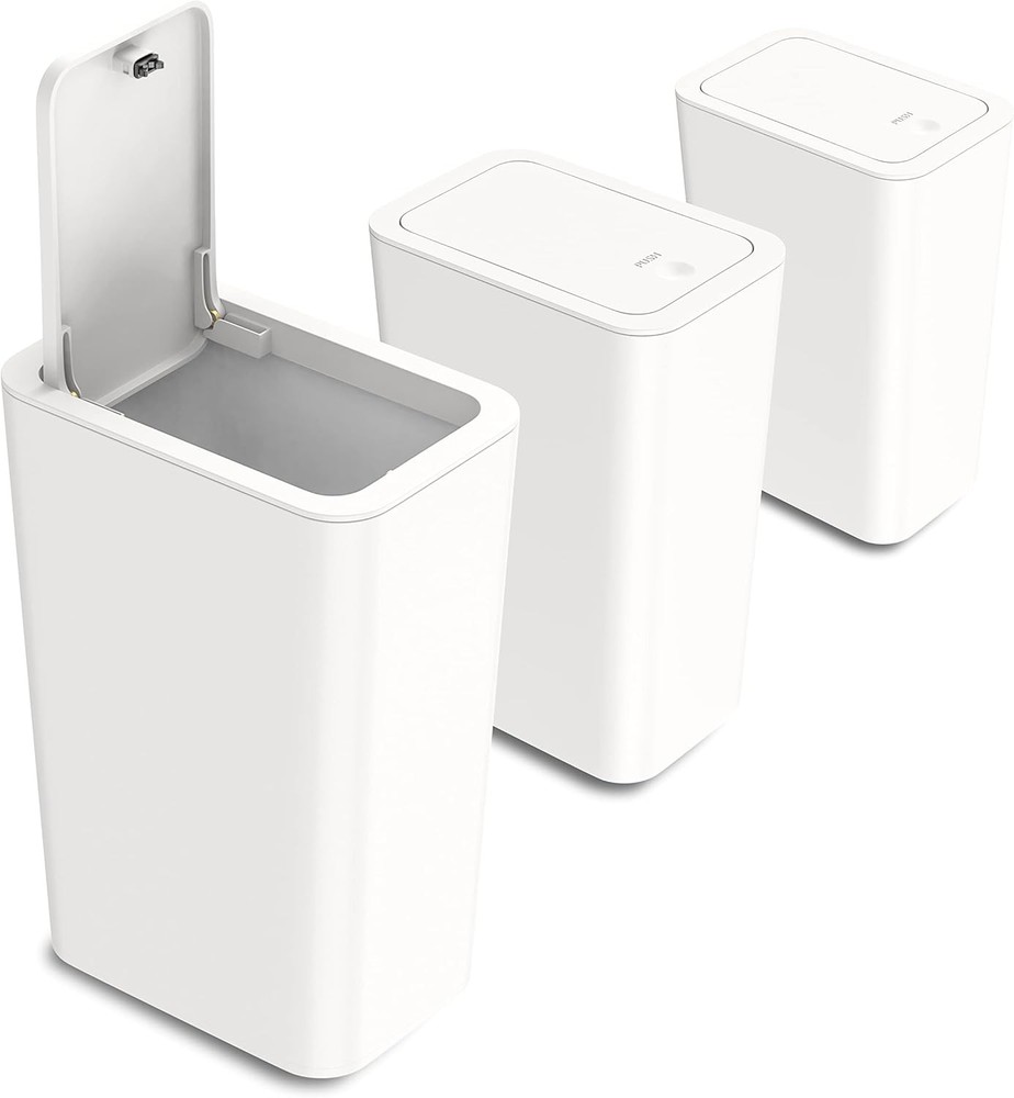 N. NETDOT 3 Pack 10L / 2.6 Gallon Small Trash Can with Gal, Off White