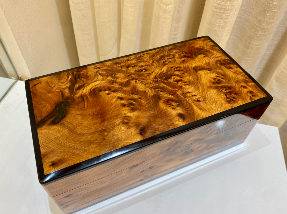 Moroccan Lockable Thuya Wood Burl Jewelry Box Organizer Keepsake
