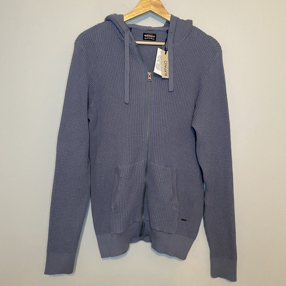 Buffalo David Bitton Men's Kukow Full Zip Hoodie Sweatshirt Blue Size M, NWT